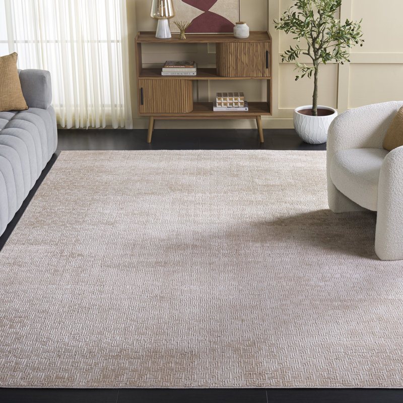 Tapis géométrique tissé à la machine en taupe / beige Alnitak, Rectangle 8 pi x 10 pi