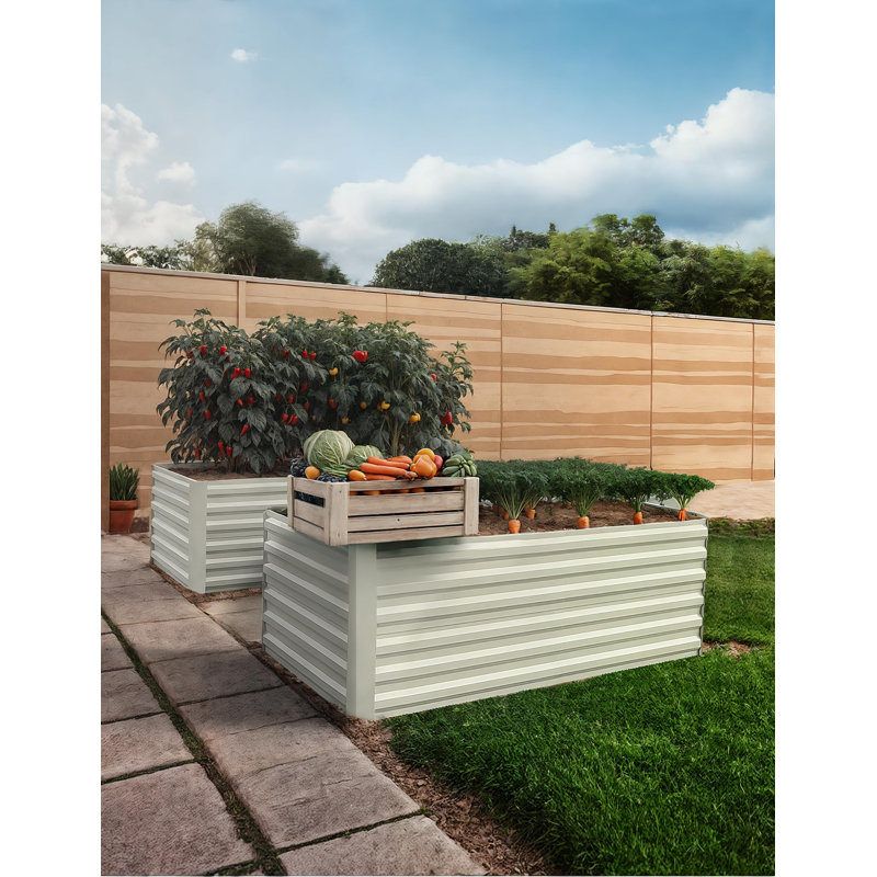 Metal Raised Garden Bed, Beige