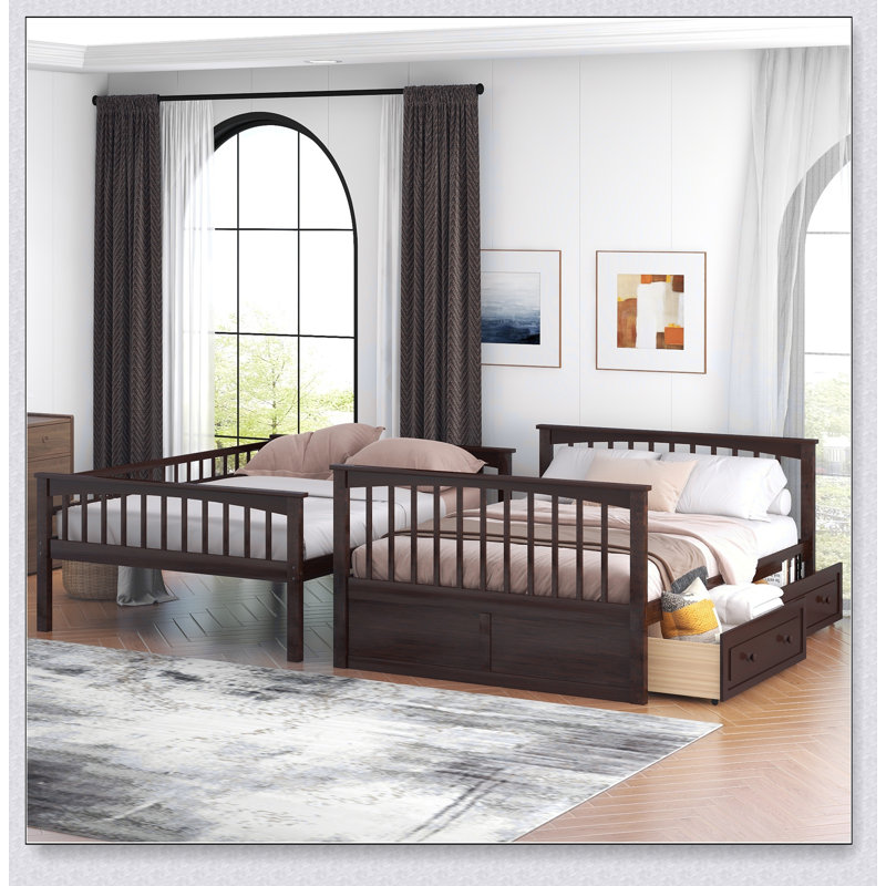 Full Over Full Bunk Bed With Drawers, Convertible Beds