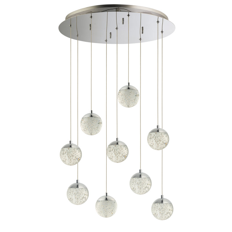 Sensabaugh 9 - Light Polished Chrome LED Cluster Pendant