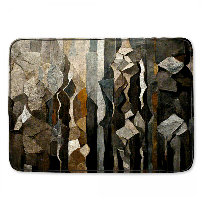 Abstract Bath Mat Art Bathroom Decor Industrial, Single - 24" L x 17" W, Gray/Black/Brown Abstract 