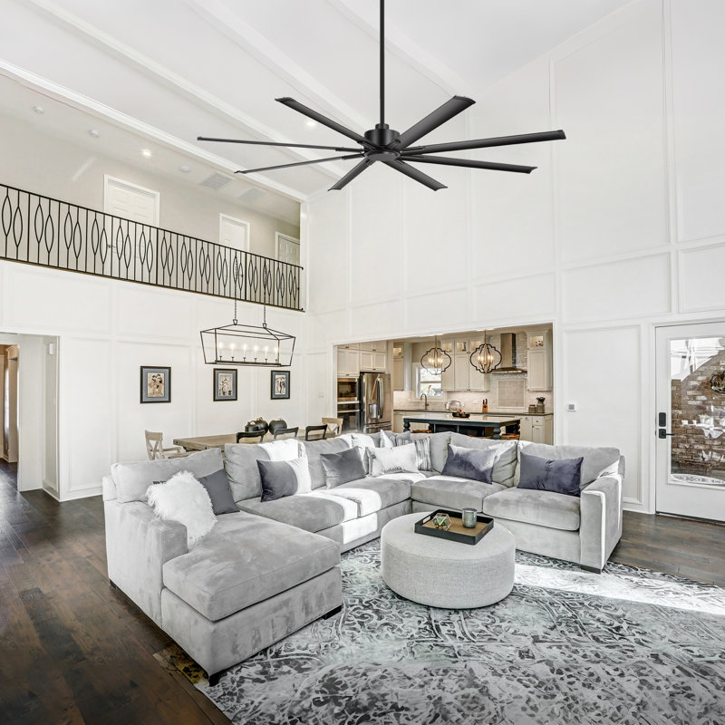 84" Industrial Ceiling Fans,Large Ceiling Fan With 8 Reverisble Aluminum Blades, Quiet Dc Motor, 6-Speed Remote, Indoor/Outdoor Ceiling Fans For Patios/Garage/Porch