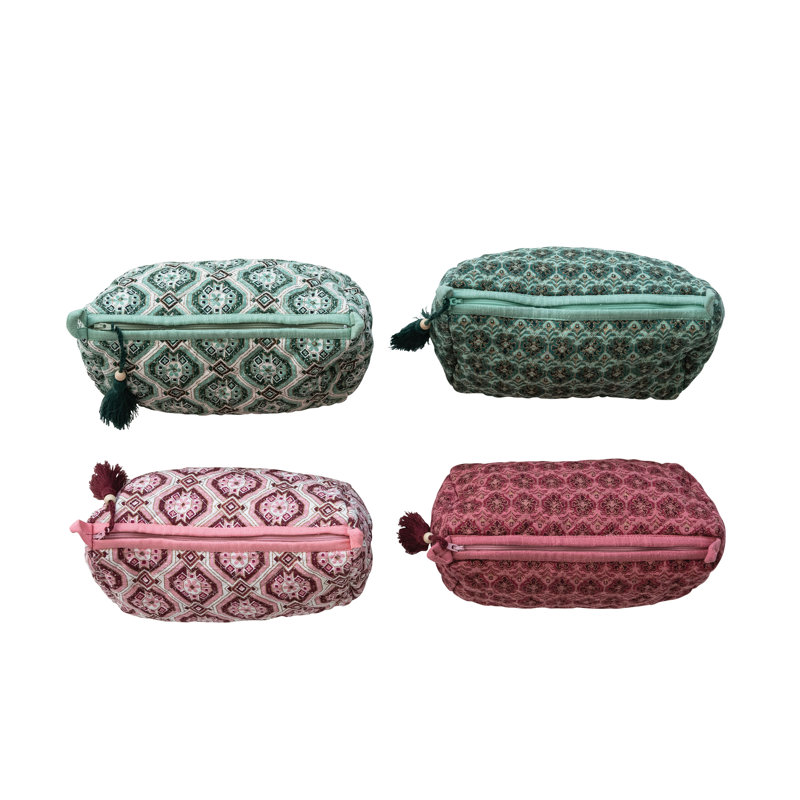 Artisan Cotton Slub Patterned Zip Pouch