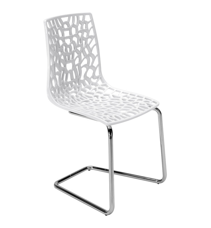 Premium All-Weather Wicker Outdoor Stacking Dining Side Chair, Glossy White