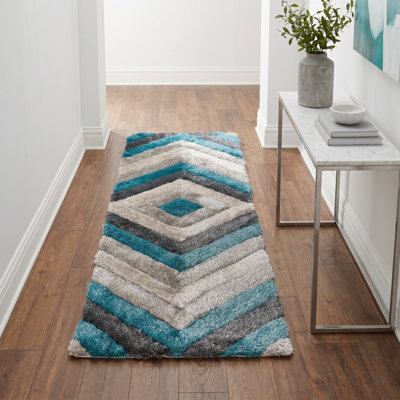 Garion Collection Teal Modern Area Rug
