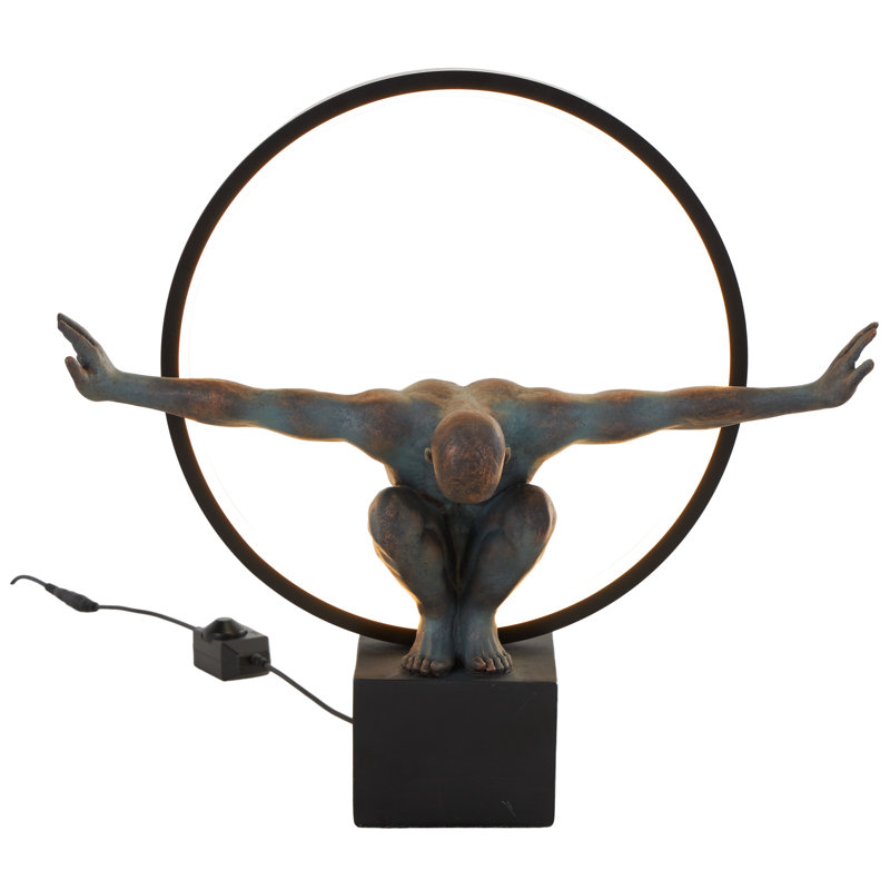 Cole And Grey Resin Posing People Room Table Lamp With Circle And Square Base