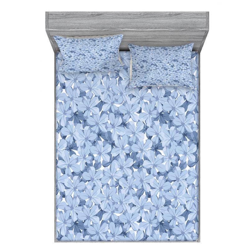Microfiber Floral Sheet Set, Full Sheet Set with Fitted Sheet
