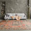 Tapis rectangulaire en laine corail / bleu sarcelle / gris / orange-93278070
