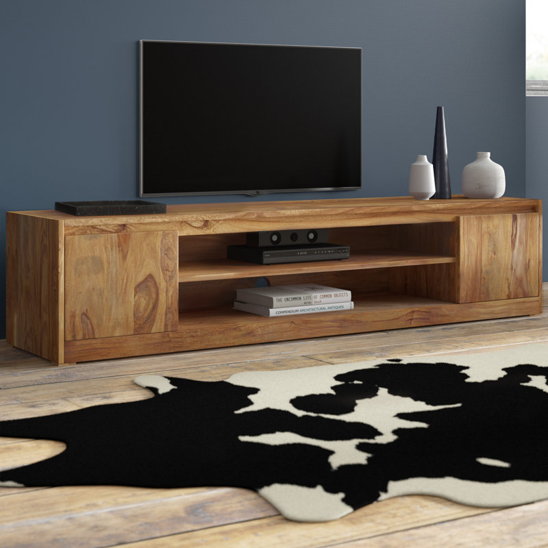 Grand Isle Unfinished TV Stand for TVs up to 88", Teak