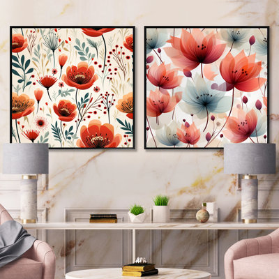 Jessy - Ensemble de 2 collages carrés floraux