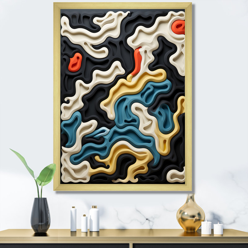 «Multicolor Labyrinth Fusion I - Abstract Shapes», reproduction d'art sur toile, H 44 po x l 34 po x P 1,5 po