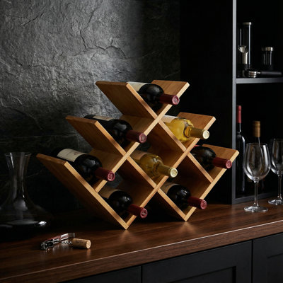 Dambrosio 8 Bottle Solid Wood Tabletop Wine Bottle Rack in Brown