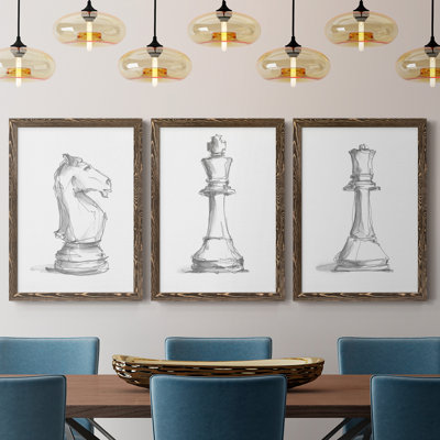 Chess Room Study I, toile encadrée de qualité supérieure - prête à être accrochée