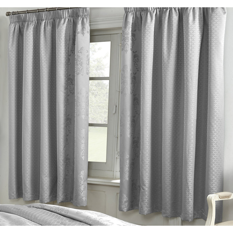 Gaskin Pencil Pleat Blackout Curtain, Silver