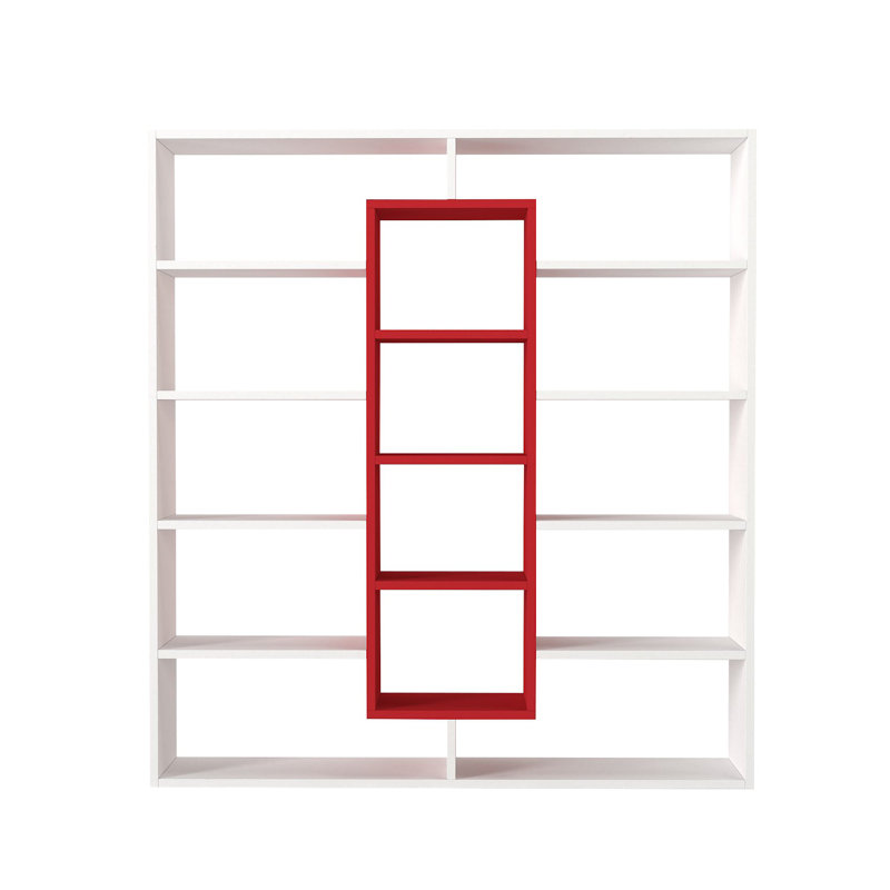 135.7cm H x 125cm W Library Bookcase, White Red