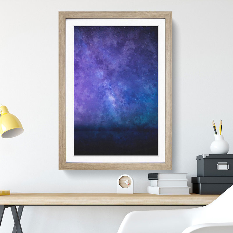 The Milky Way Stars Above Malta - Picture Frame Painting Print, Oak Framed, 63cm H x 45cm W x 2cm D