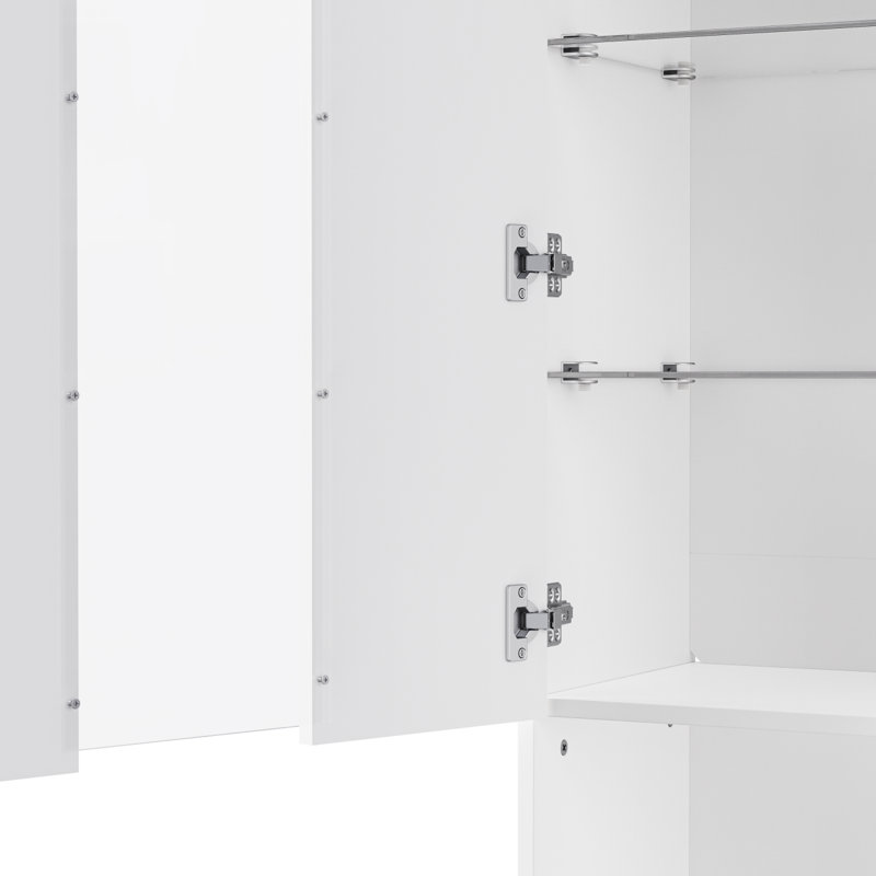 Versatile High Gloss Storage Cabinet With LED Lights, Ideal For Multiple Rooms And Storage Needs., White