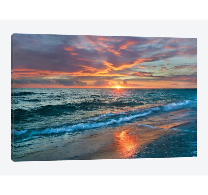 Sunset Over Ocean Gulf Islands National Seashore Florida Canvas Print