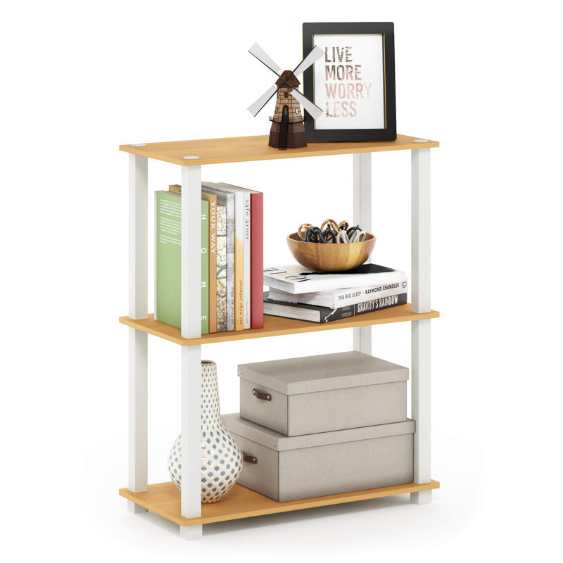 Étagère compacte à 3 niveaux avec support carré, H 29,6 po x l 23,6 po x P 11,4 po, Naturel / Blanc