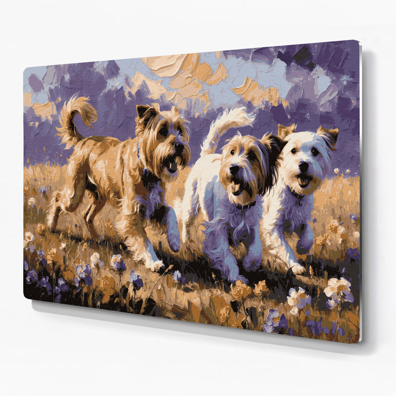 Chiens, terrier tibétain, art mural en métal noir, H 11 po x l 14 po