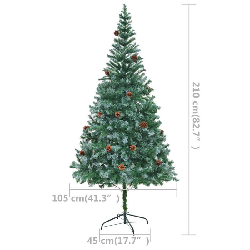 Frosted Christmas Tree Christmas Display Tree with LEDs and Ball Set, 6.89ft H x 3.44ft W x 3.44ft D