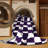 Machine Washable Checkered Purple Area Rug-2043254114