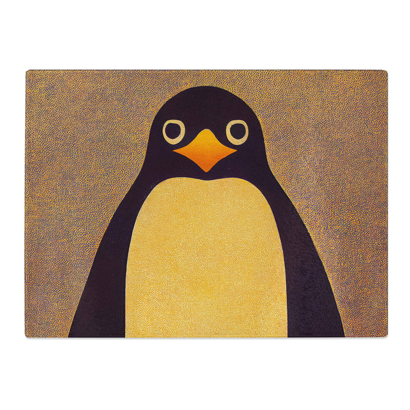 Retro Penguin Art No.1  Glass Chopping Board