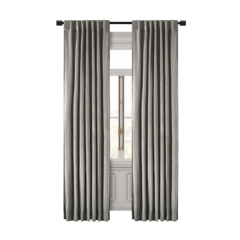 Premium Velvet Myreon Solid Color Blackout Thermal Rod Pocket Single Curtain Panel Liner, Slate Gray, 50" W x 96" L
