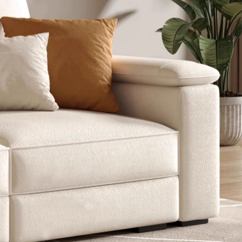 Canapé droit simple moderne de style crème, H 37 po x l 98,42 po x P 37,79 po