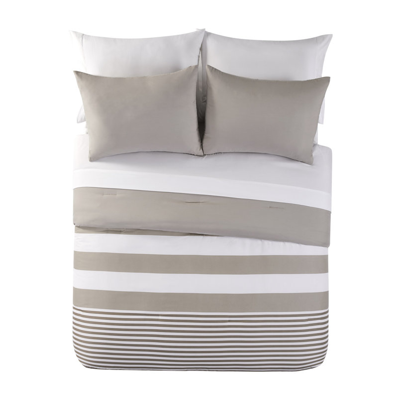 Ensemble d'édredon en microfibre 5 pièces Phyllida, Édredon grand + 6 pièces supplémentaires, Taupe