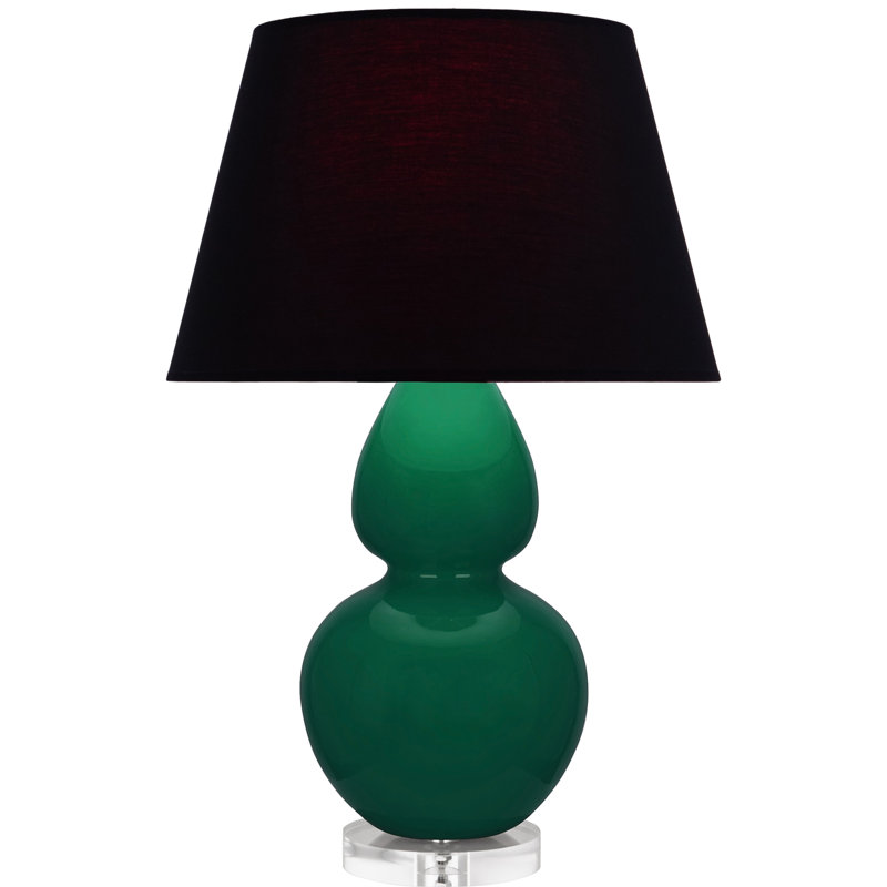 Double Gourd Table Lamp, Black/Red, Jungle Glazed/Silver