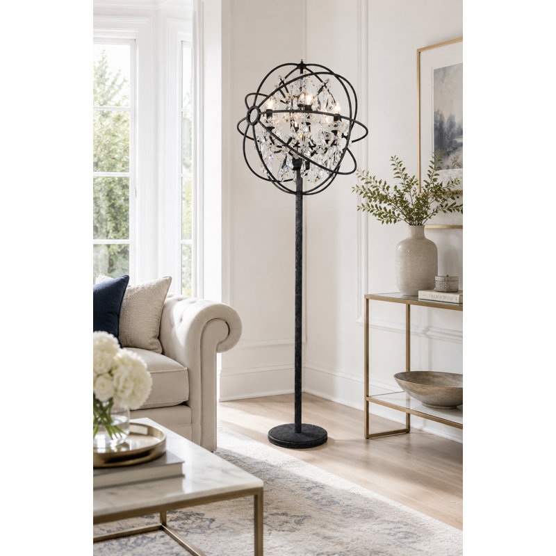 Lampe sur pied 71 po candélabre Mendelson, Noir mat