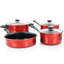 Gibson Everyday Cardinal 7 Piece Nonstick Steel Cookware Set In Red