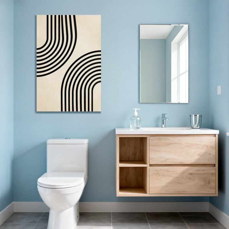 Lignes noires tendance sur fond crème, H 12 po x l 18 po