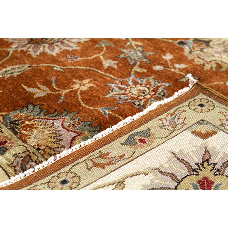 Wool Oriental Area Rug in Rust/Beige