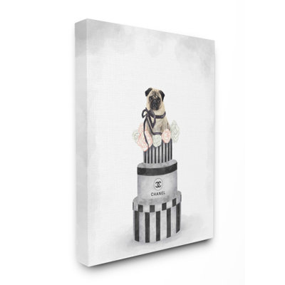 " Fashion Box Stack Pet Dog Pink Grey Painting "