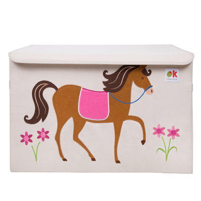 Wildkin Kids Fabric Toy Chest –  Sturdy Storage Box w/ Handle for Toys & Supplies - Horses