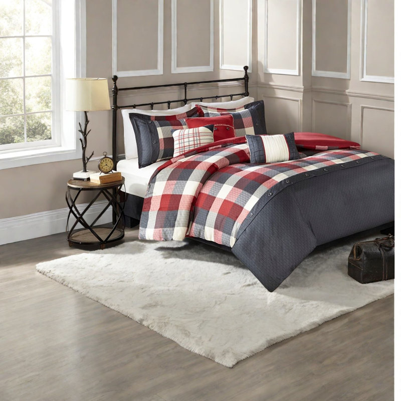 Comfortable Polyester Bedding Sets, Farmhouse Plaid Style For Home
