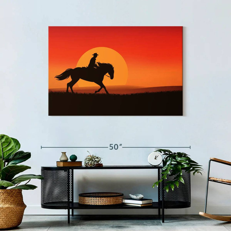 Silhouette de cowboy Lelar Sunset, H 30 po x l 45 po