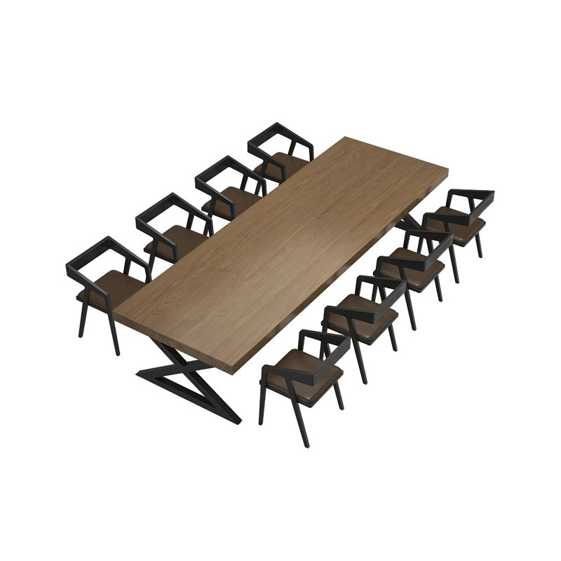 Ensemble de salle à manger décontracté de style industriel carré L 94,49 po x l 23,23 po, Brun, Noir, Brun / noir