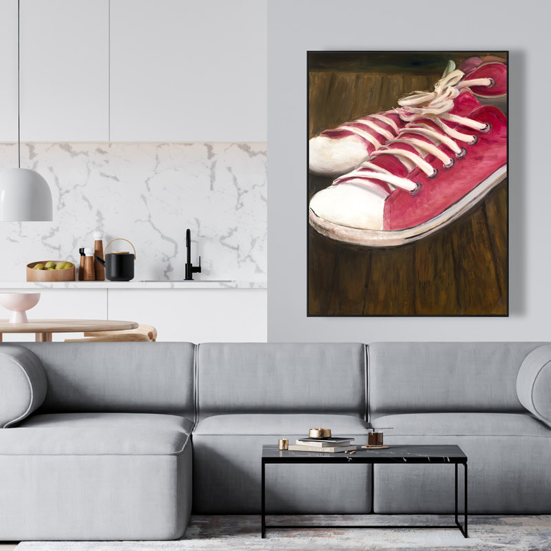 Espadrilles roses - art sur toile encadré pour une décoration intérieure élégante