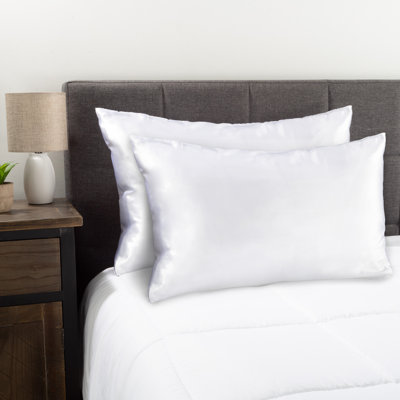  Ensemble de 2 taies d'oreiller en microfibre satinée pour les cheveux et la peau - Housses de coussin avec fermeture à glissière cachée