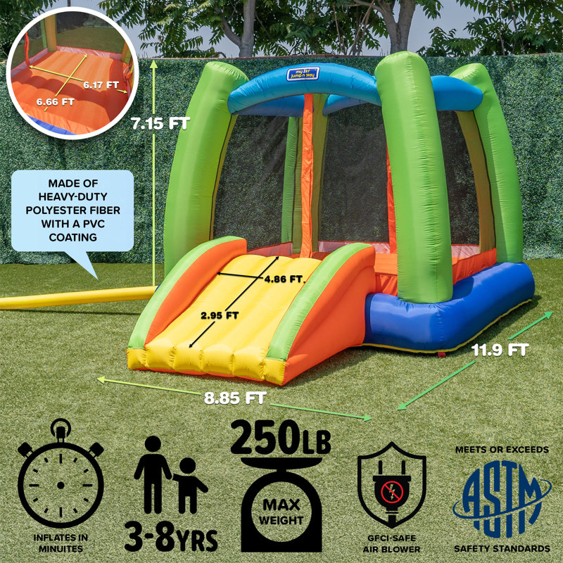Sportspower My 1st Inflatable Bounce House for Kids with Slide & Mesh Shoe Pockets, 11.9' L x 8.9' W x 7.2' H (Blower Included)