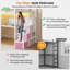 Lit mezzanine en métal pour une personne avec escalier de rangement, bureau intégré, station de recharge et éclairage DEL, 8 tiroirs de rangement, étagères ouvertes à 3 niveaux, barrière de sécurité, blanc, pour enfants, adolescents et adultes-1868809682