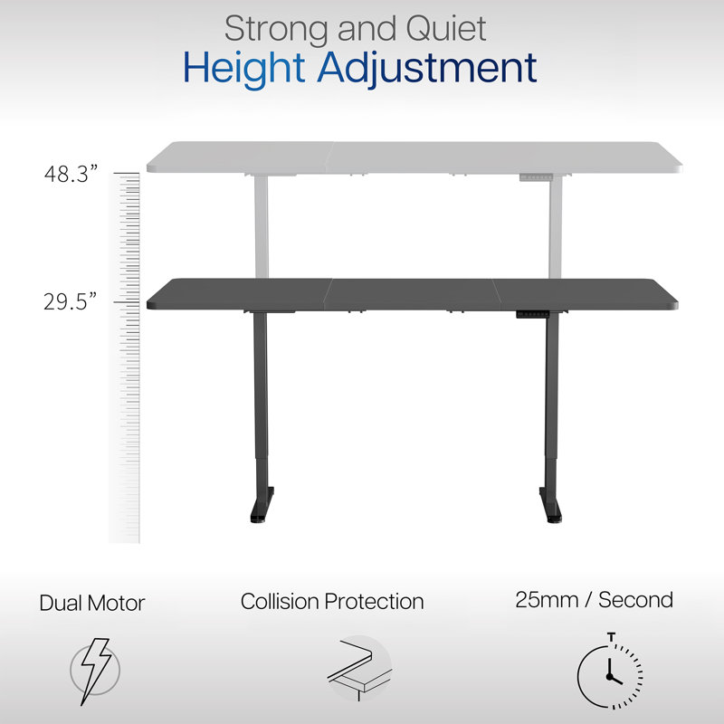 Vivo Electric Dual Motor Standing Desk, 82.7" W, Black, Vintage Brown