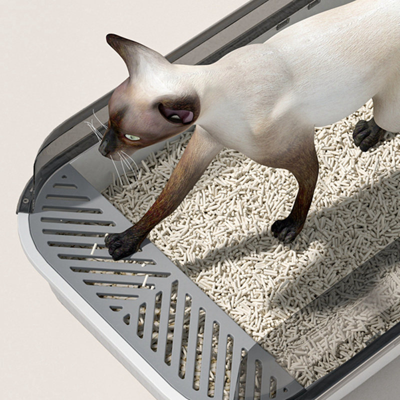 Bac à litière semi-fermé bleu pour chat, grande capacité anti-éclaboussures pour chat, bac à sable, bac à sable, bac de nettoyage pour bassin, l 20 po x l 14 po