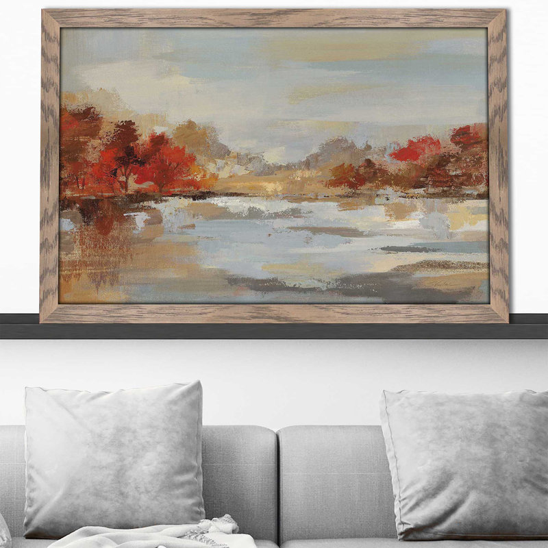Récolte tardive d'automne - peinture, Cadre taupe délavé, H 33,5 po x l 49,5 po x P 1 po