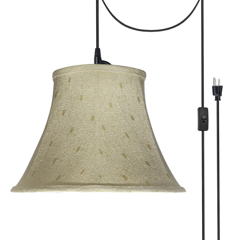 Luminaire suspendu 1 lumière à cône simple Edwin, Chameau, H 9,5 po x l 13 po x P 7 po
