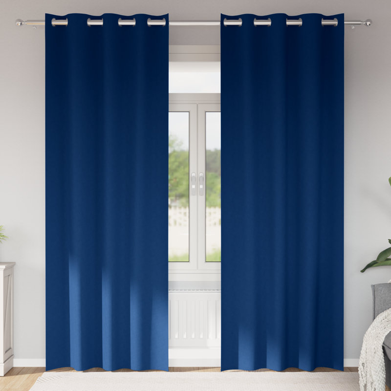 Tacorian Curtain Pair, Dark Blue, 140cm Width x 260cm Drop