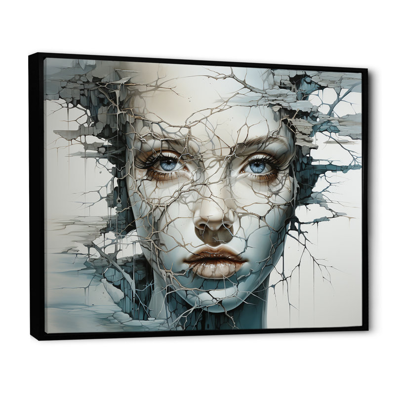 Reproduction d'art sur toile surréel, Cadre flottant noir, H 16 po x l 32 po